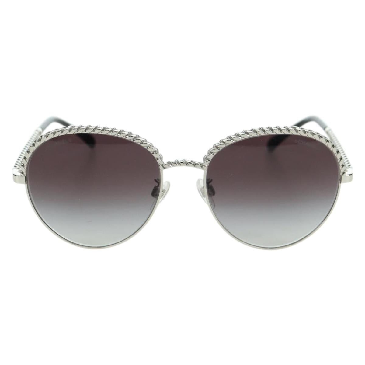 CHANEL Sunglasses metal Silver tone 4242 CC Auth 177100V