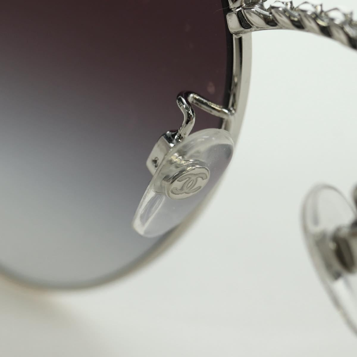 CHANEL Sunglasses metal Silver tone 4242 CC Auth 177100V