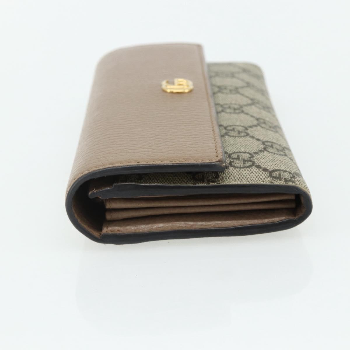 GUCCI GG Supreme Long Wallet PVC Beige Gold 456116 Auth 177101A