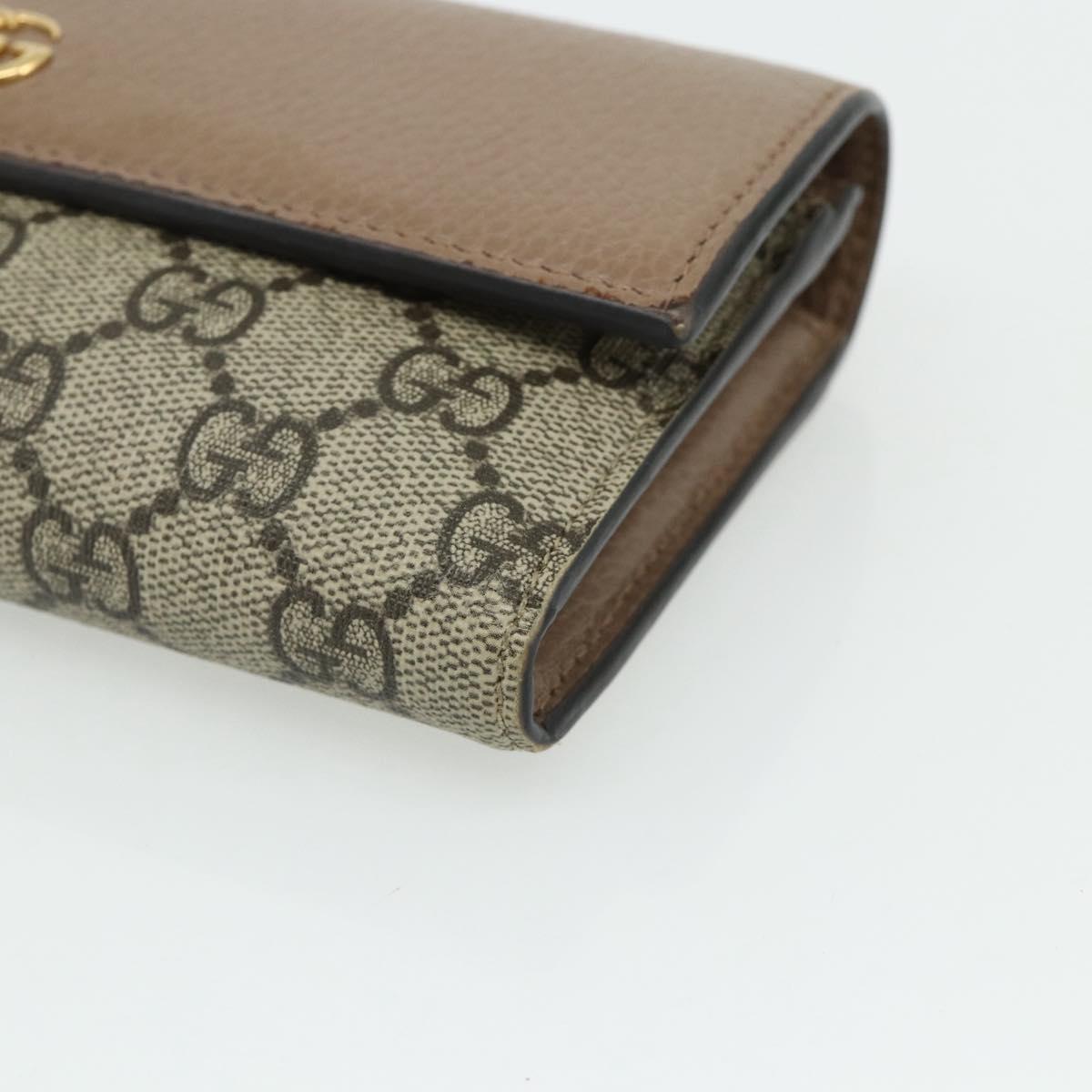 GUCCI GG Supreme Long Wallet PVC Beige Gold 456116 Auth 177101A