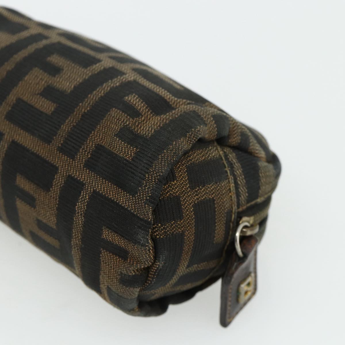 FENDI Zucca Canvas Pouch Black Brown Auth 177103A