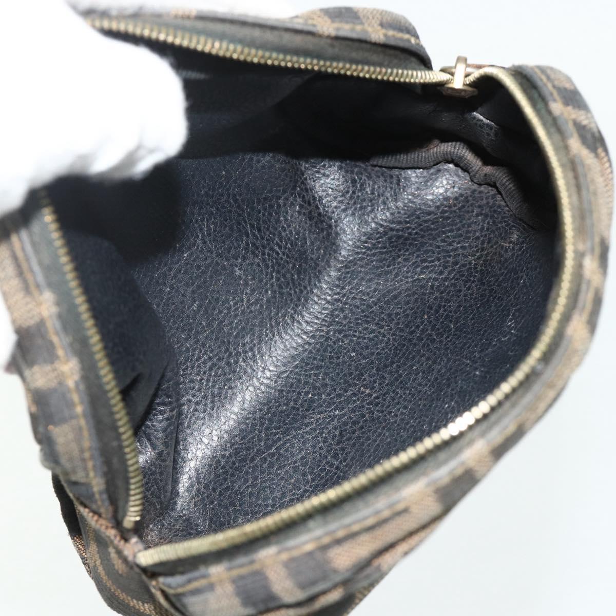 FENDI Zucca Canvas Pouch Black Brown Auth 177103A