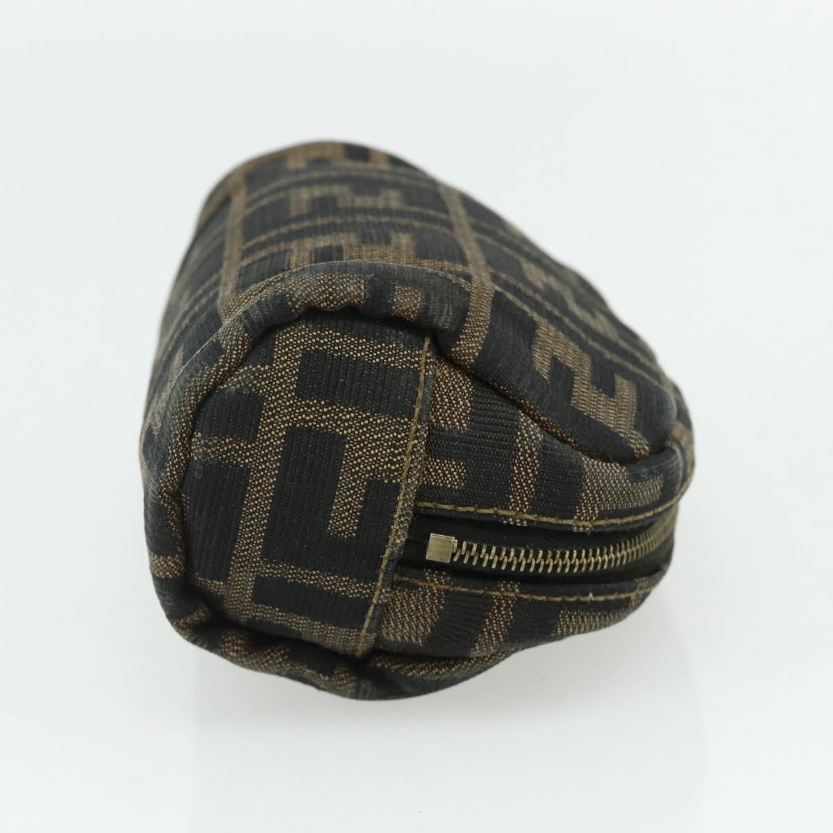 FENDI Zucca Canvas Pouch Black Brown Auth 177103A