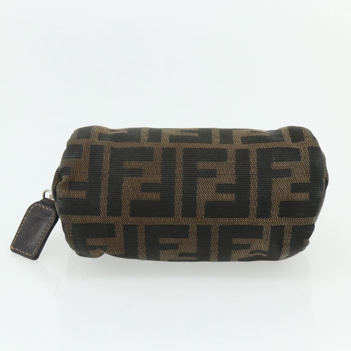 FENDI Zucca Canvas Pouch Black Brown Auth 177103A