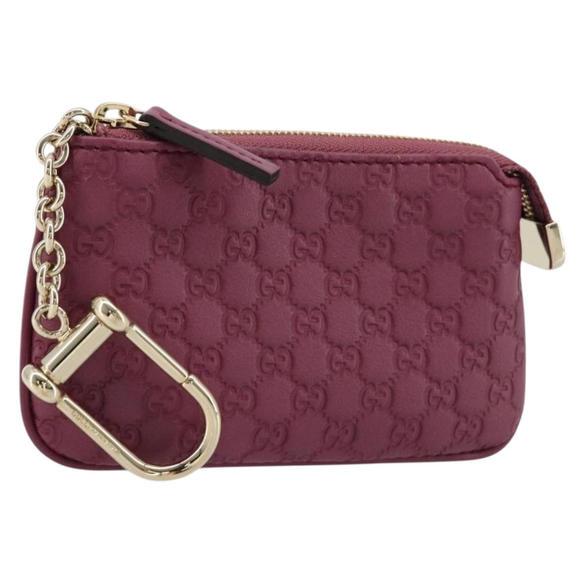 GUCCI Micro Guccissima Coin Purse Leather Purple Gold 233183 Auth 177104A