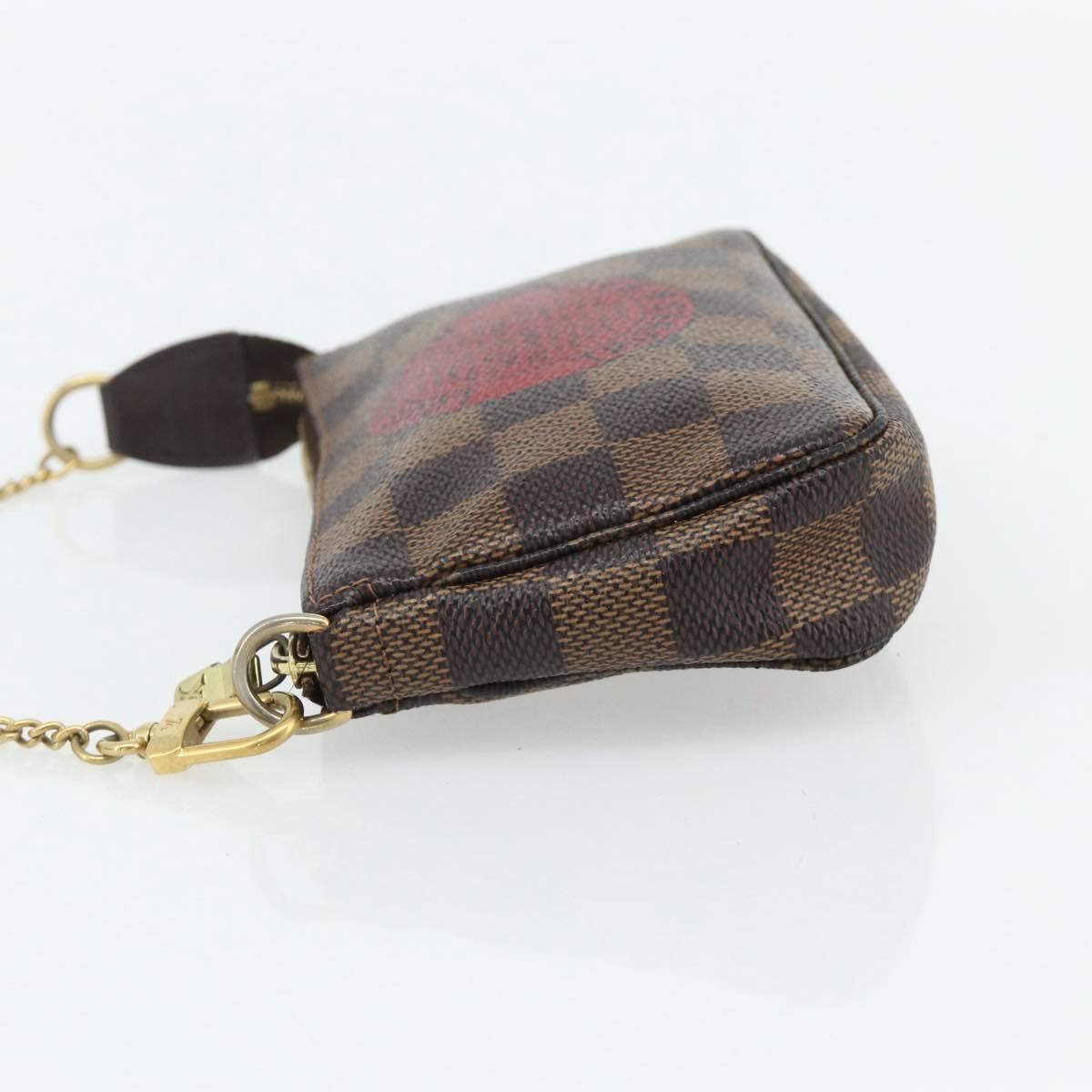LOUIS VUITTON Damier Ebene T&B Mini Pochette Accessoires N58011 LV Auth 177106A