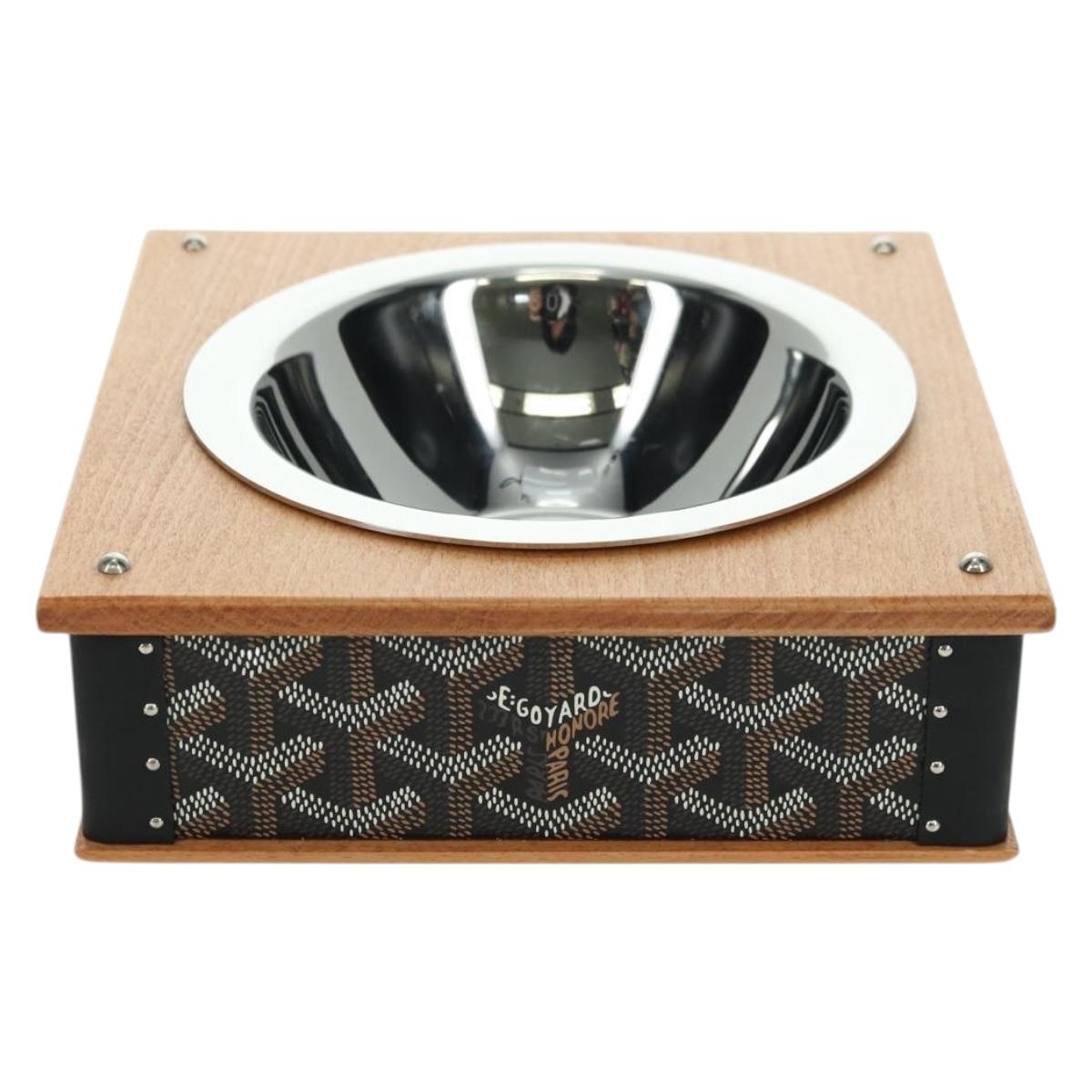 GOYARD Herringbone Food Bowl PVC Brown Auth 177113SV