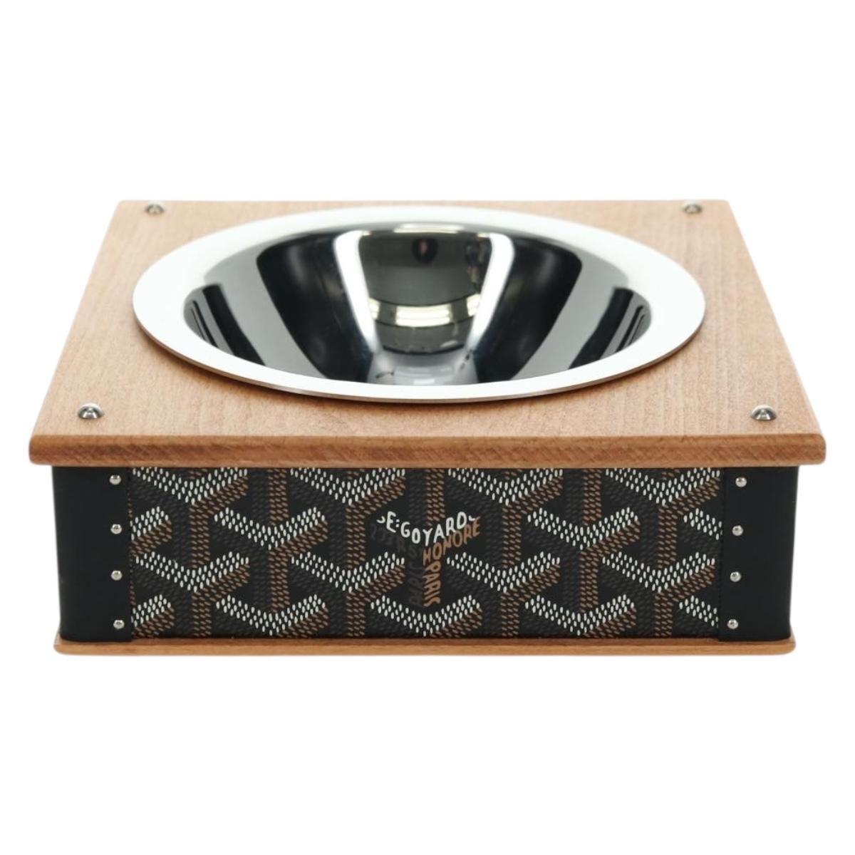 GOYARD Herringbone Food Bowl PVC Brown Auth 177113SV
