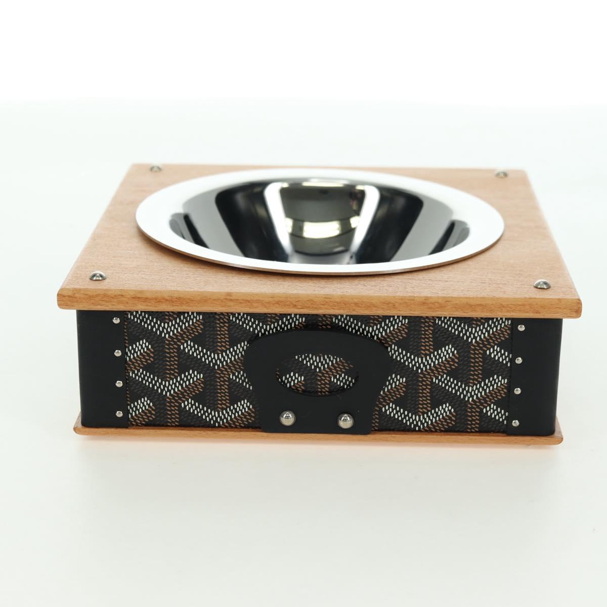 GOYARD Herringbone Food Bowl PVC Brown Auth 177113SV