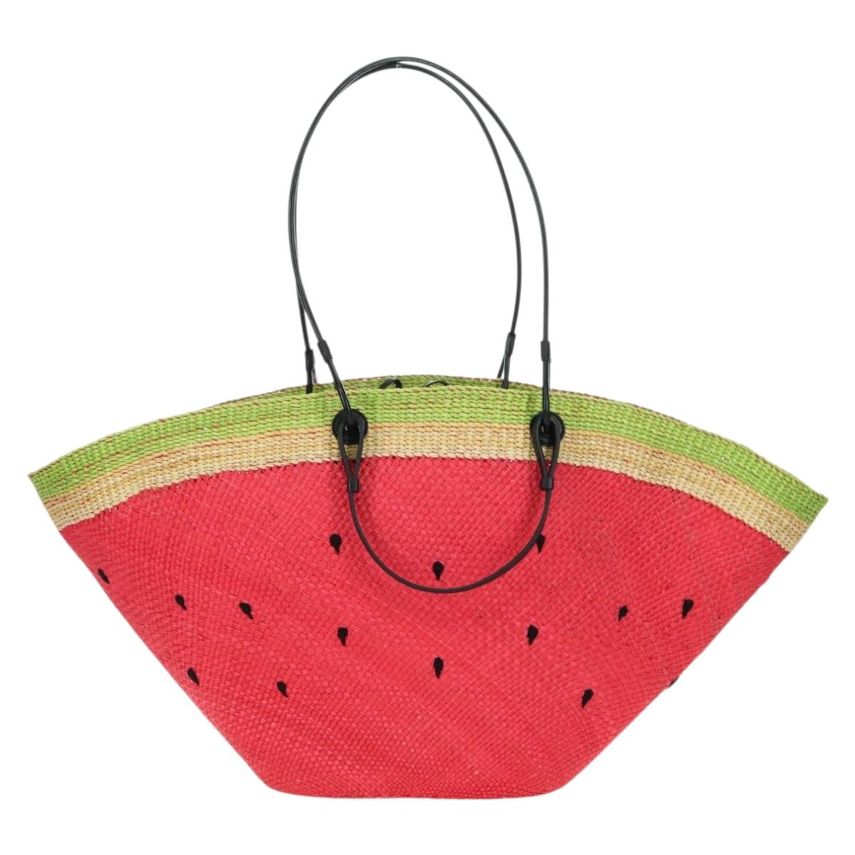 LOEWE Watermelon Tote Bag Raffia 2way Red Auth 177114SAV