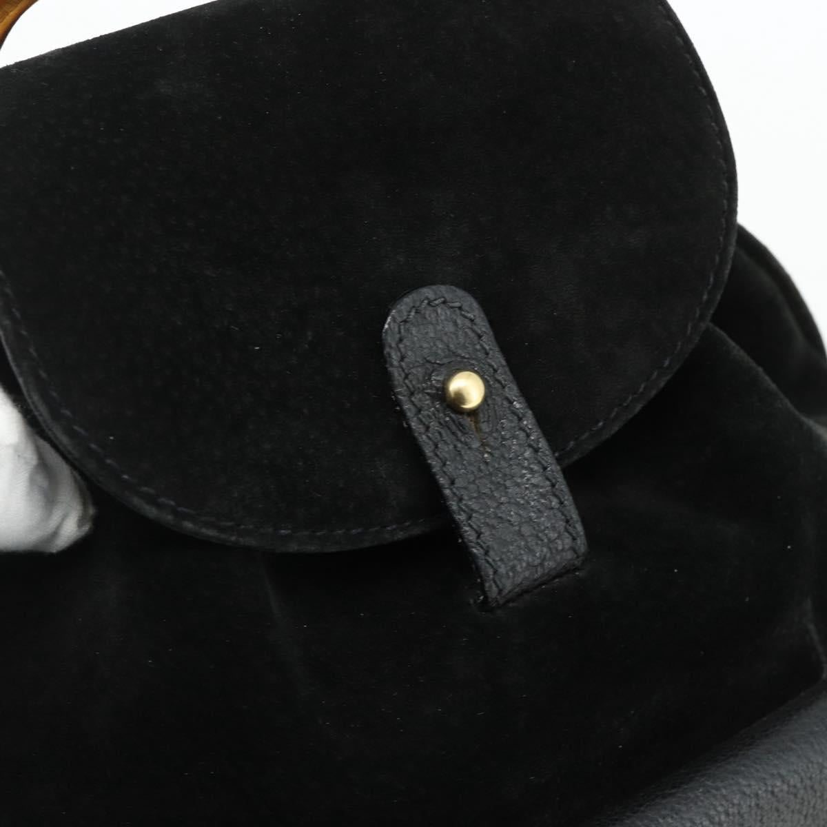 GUCCI Bamboo Backpack Suede Black Gold 003 2034 0030 Auth 177116