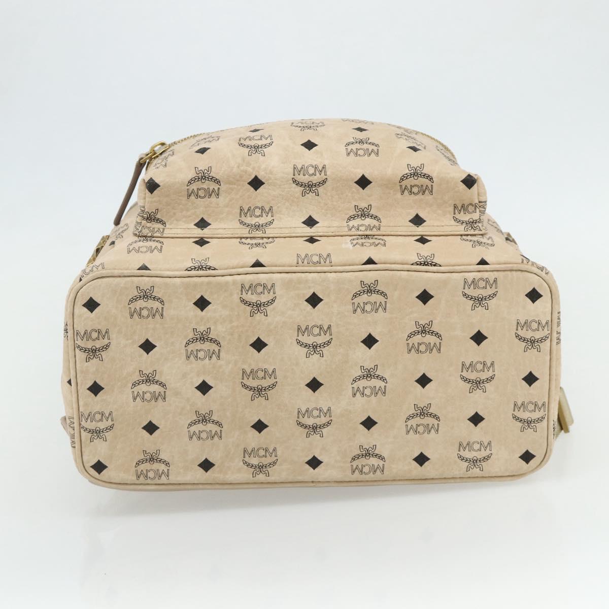 MCM Vicetos Logogram Backpack PVC Ivory Gold Auth 177118