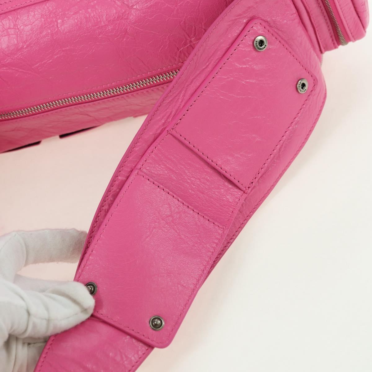 BALENCIAGA Super Busy Shoulder Bag Leather Pink Silver 762516 Auth 177134SM