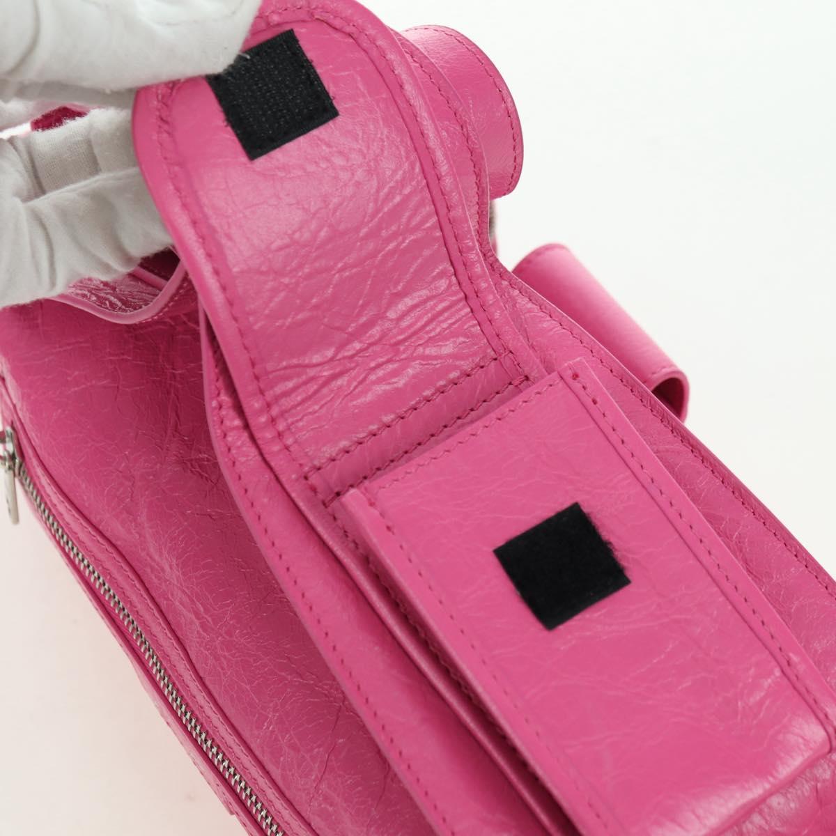 BALENCIAGA Super Busy Shoulder Bag Leather Pink Silver 762516 Auth 177134SM