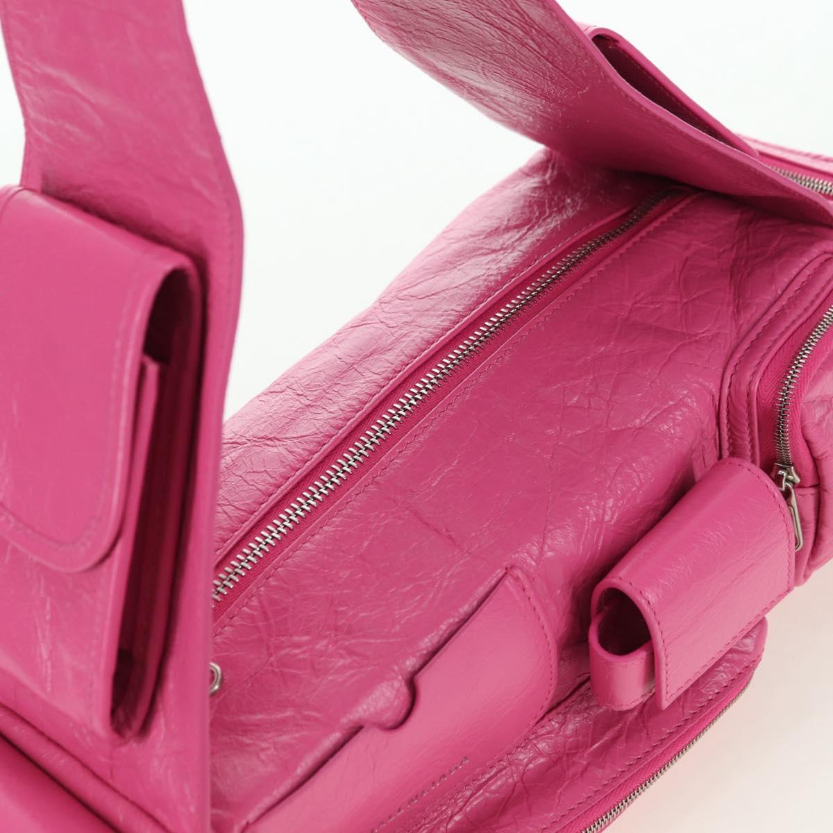 BALENCIAGA Super Busy Shoulder Bag Leather Pink Silver 762516 Auth 177134SM