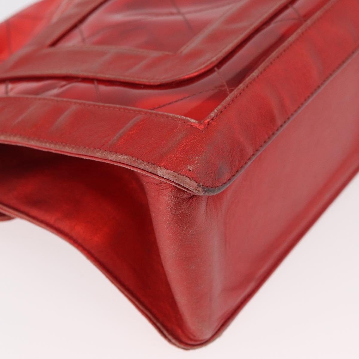 CHANEL Matelasse Chain Shoulder Bag Vinyl Red Gold CC Auth 177136A