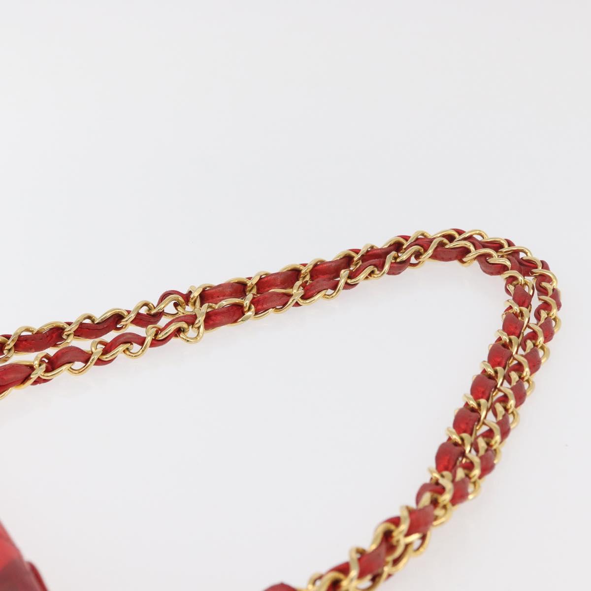 CHANEL Matelasse Chain Shoulder Bag Vinyl Red Gold CC Auth 177136A