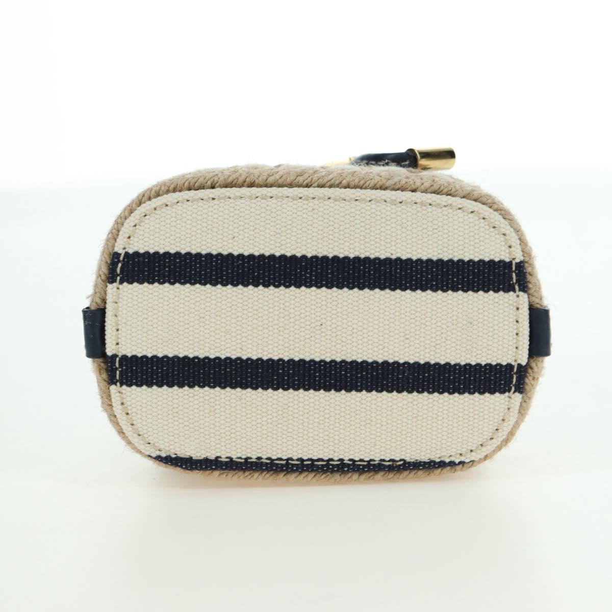 PRADA Chain Shoulder Pouch Bag Canvas Gold Beige Auth 177142SM