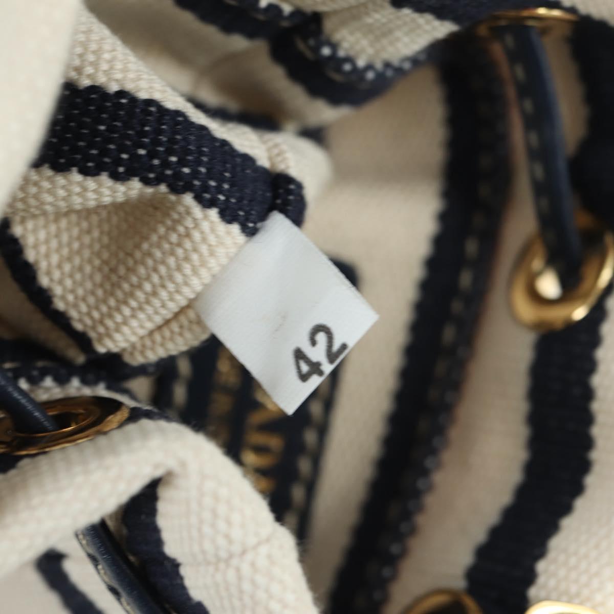 PRADA Chain Shoulder Pouch Bag Canvas Gold Beige Auth 177142SM