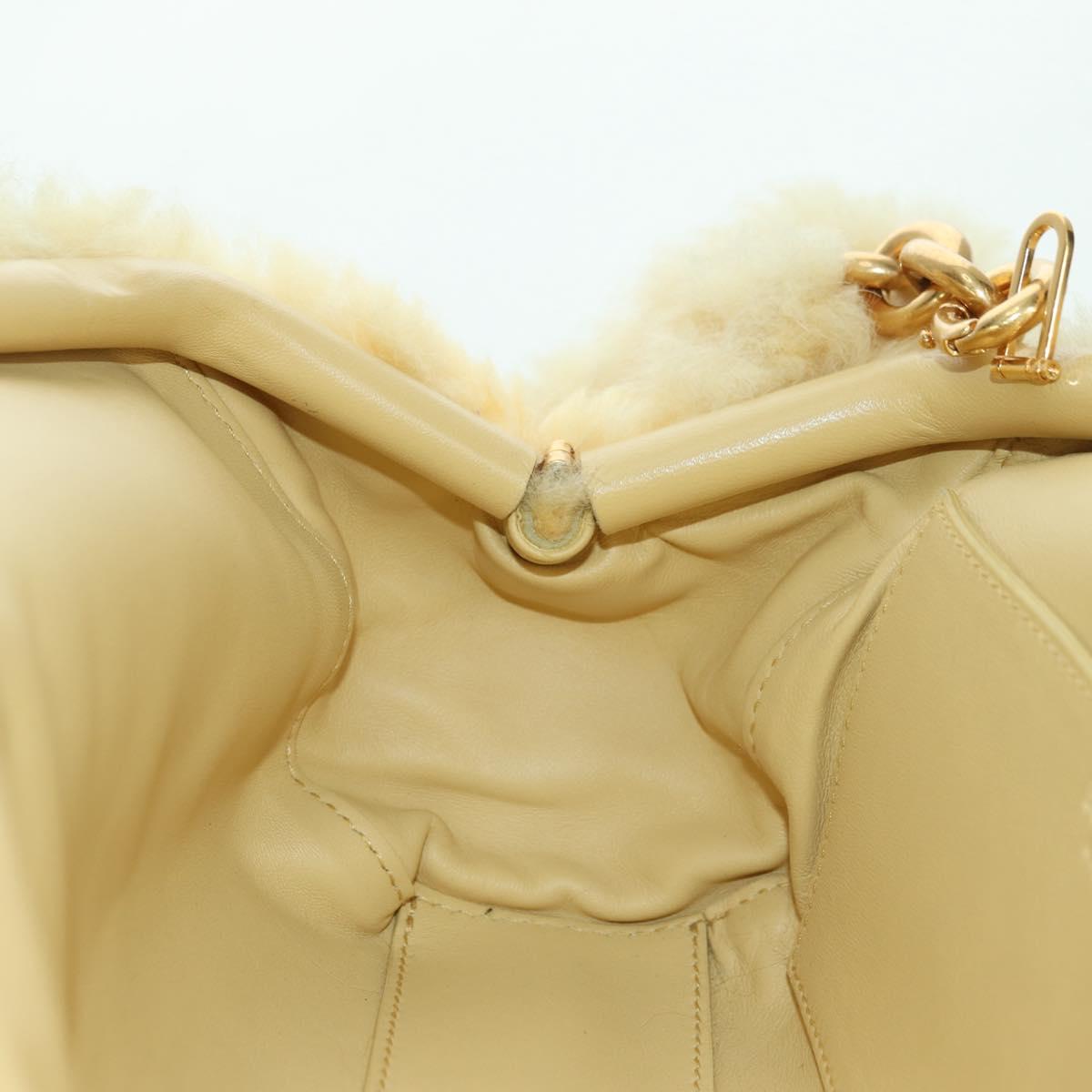 BOTTEGA VENETA Shoulder Bag Fur Yellow Gold Auth 177150M