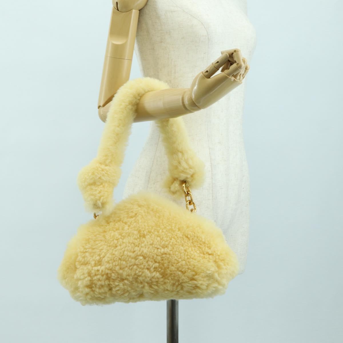 BOTTEGA VENETA Shoulder Bag Fur Yellow Gold Auth 177150M