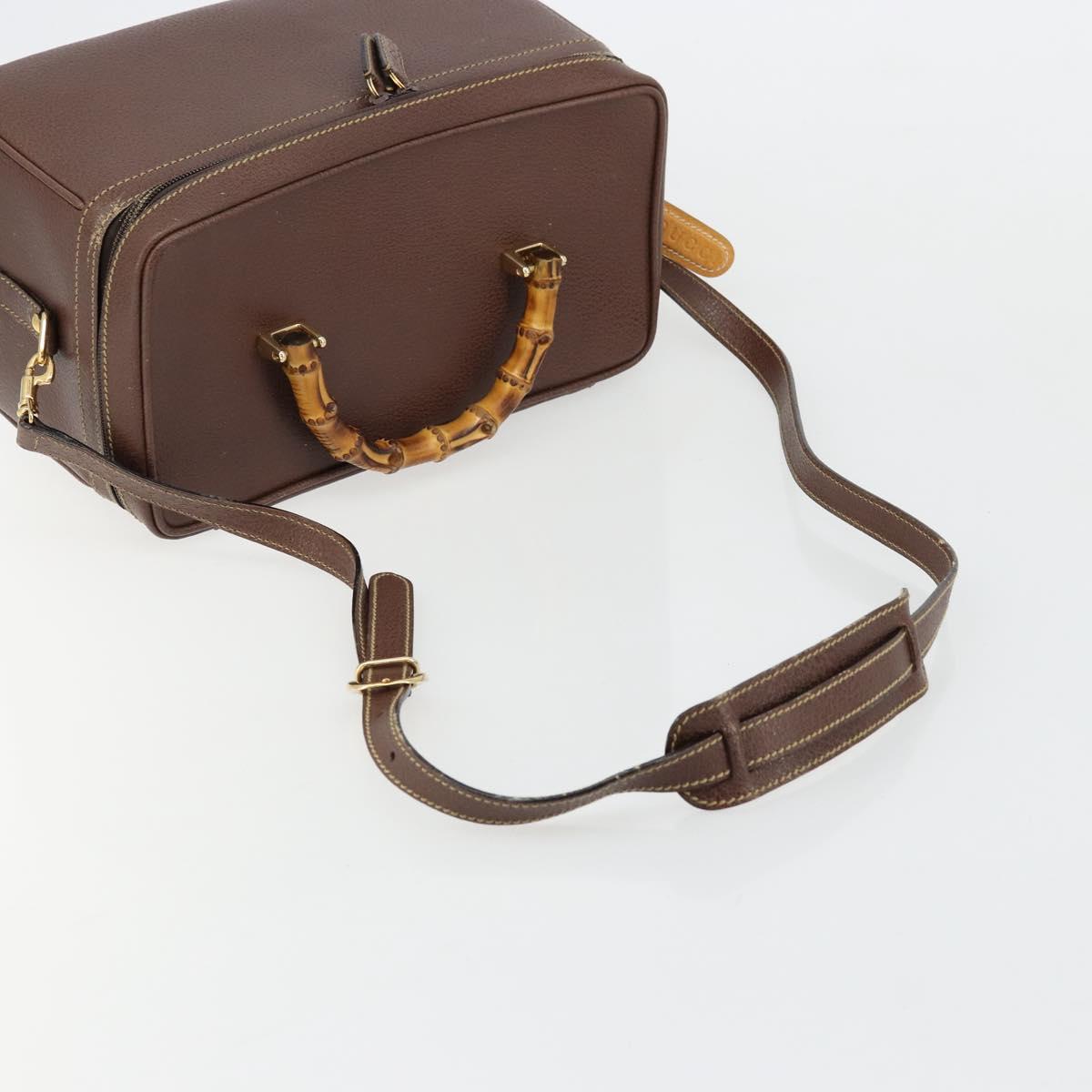 GUCCI Bamboo Hand Bag Leather 2way Brown Gold 013 2122 2491 Auth 177151
