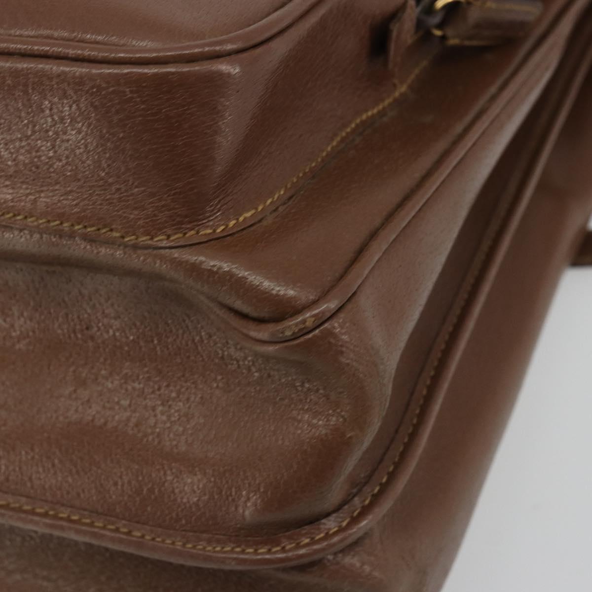 GUCCI Hand Bag Leather 2way Brown Gold 015 904 3681 Auth 177152