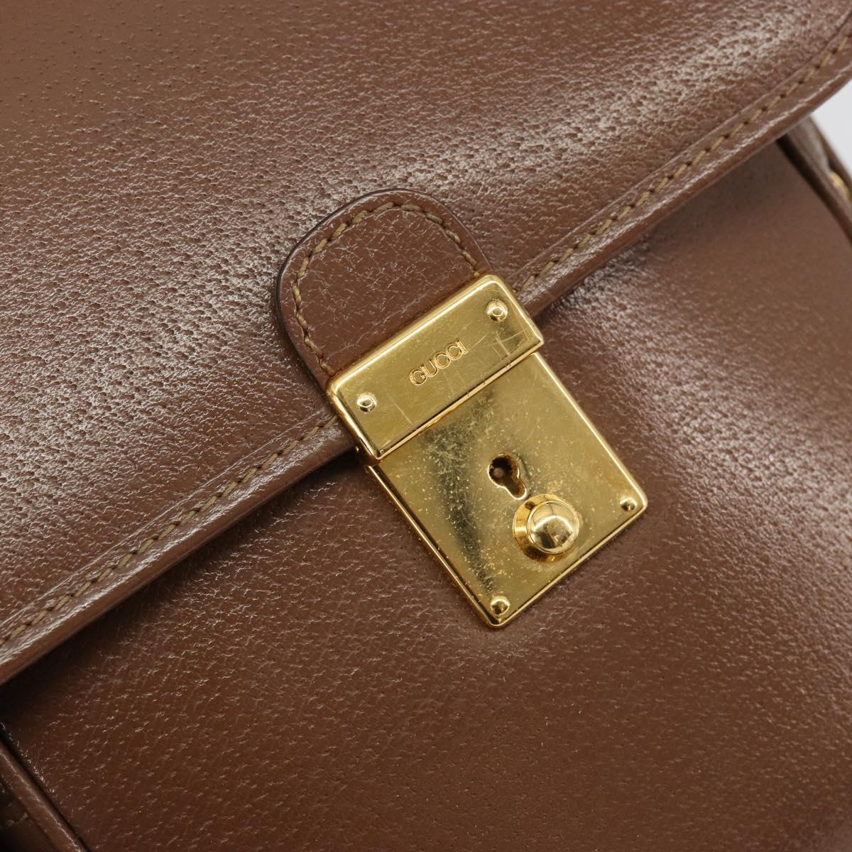 GUCCI Hand Bag Leather 2way Brown Gold 015 904 3681 Auth 177152
