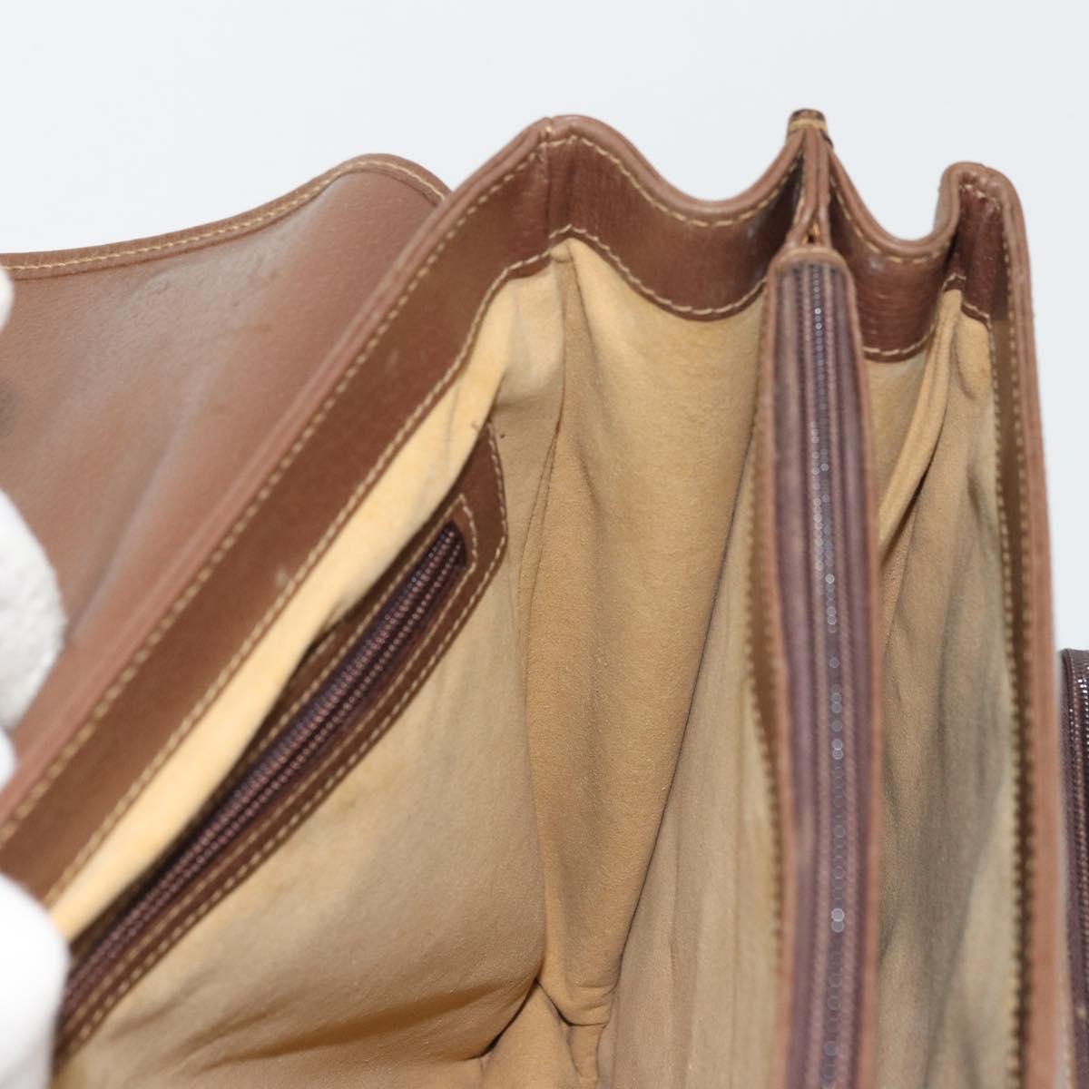 GUCCI Hand Bag Leather 2way Brown Gold 015 904 3681 Auth 177152
