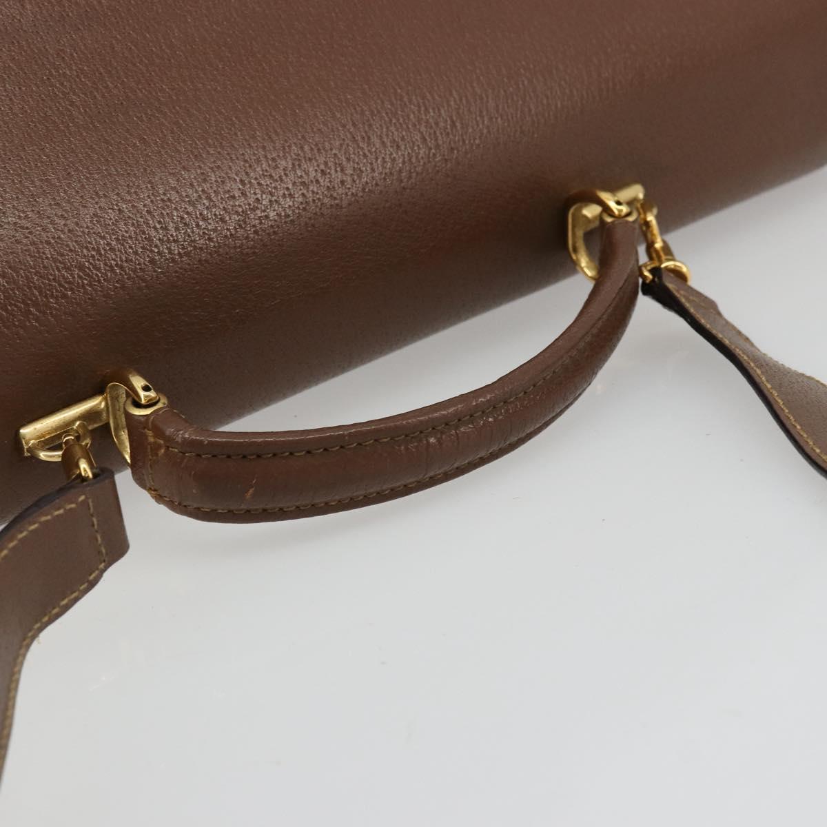 GUCCI Hand Bag Leather 2way Brown Gold 015 904 3681 Auth 177152