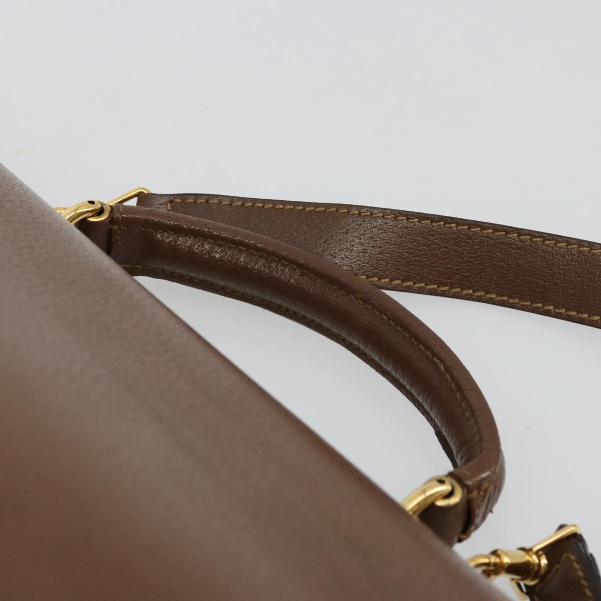 GUCCI Hand Bag Leather 2way Brown Gold 015 904 3681 Auth 177152