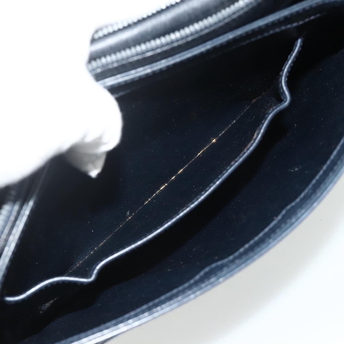 GUCCI Shoulder Bag Leather Navy Gold Auth 177154