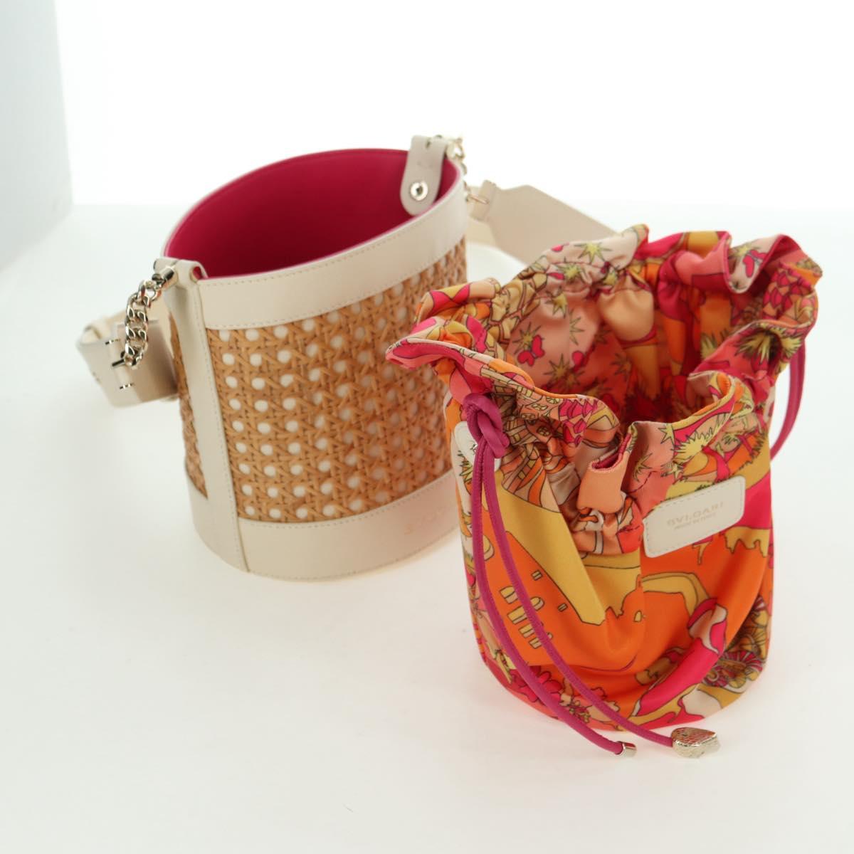 BVLGARI Serpenti Forever Shoulder Bag Raffia Beige Auth 177156SAM