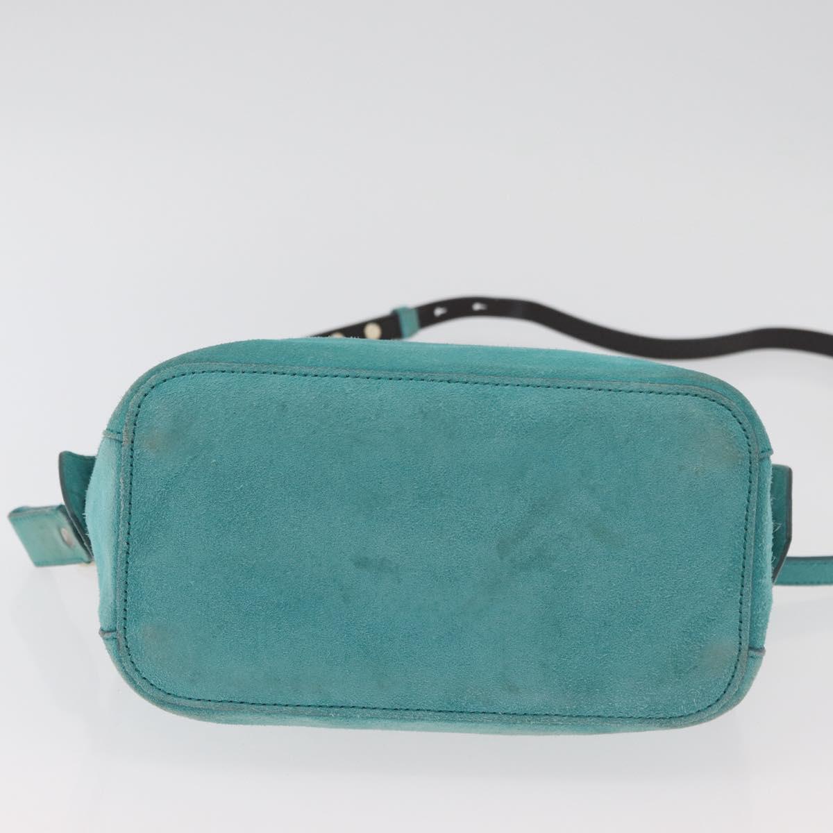 BALLY Hand Bag Suede 2way Light Blue Gold Auth 177158A