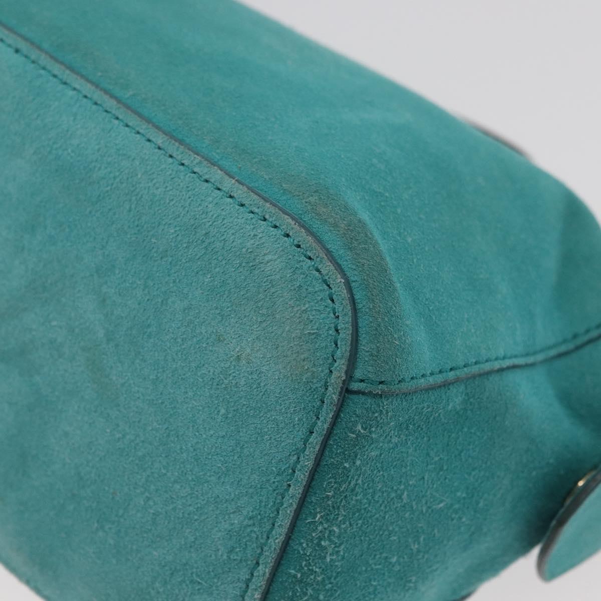 BALLY Hand Bag Suede 2way Light Blue Gold Auth 177158A