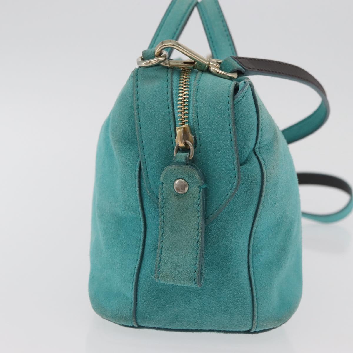 BALLY Hand Bag Suede 2way Light Blue Gold Auth 177158A