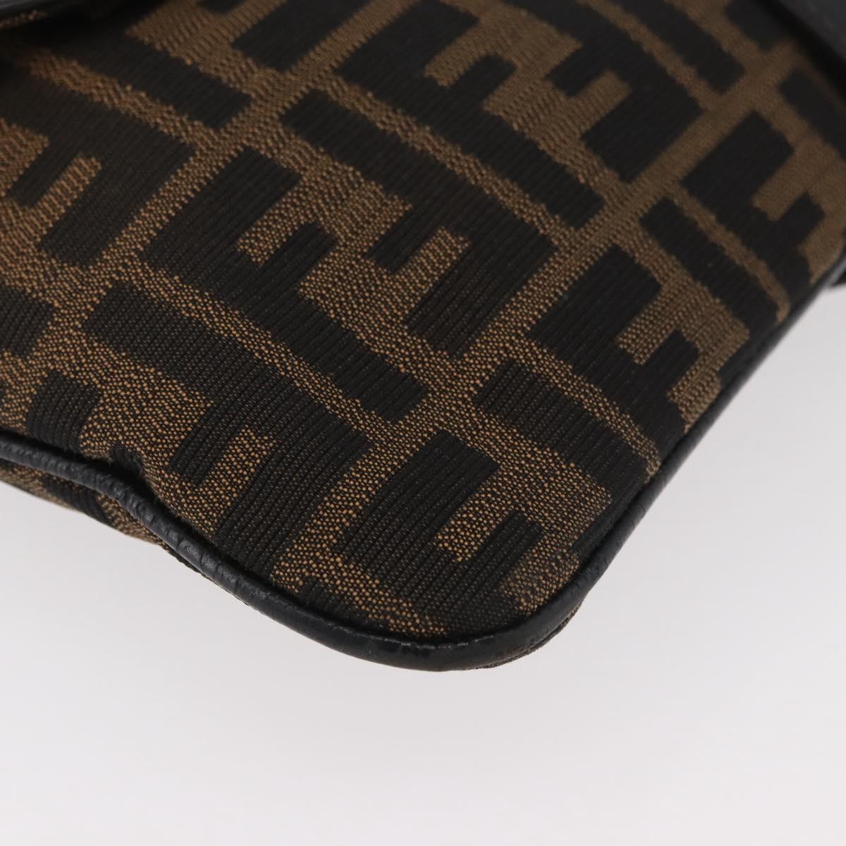 FENDI Zucca Canvas Shoulder Bag Black Brown Auth 177159A