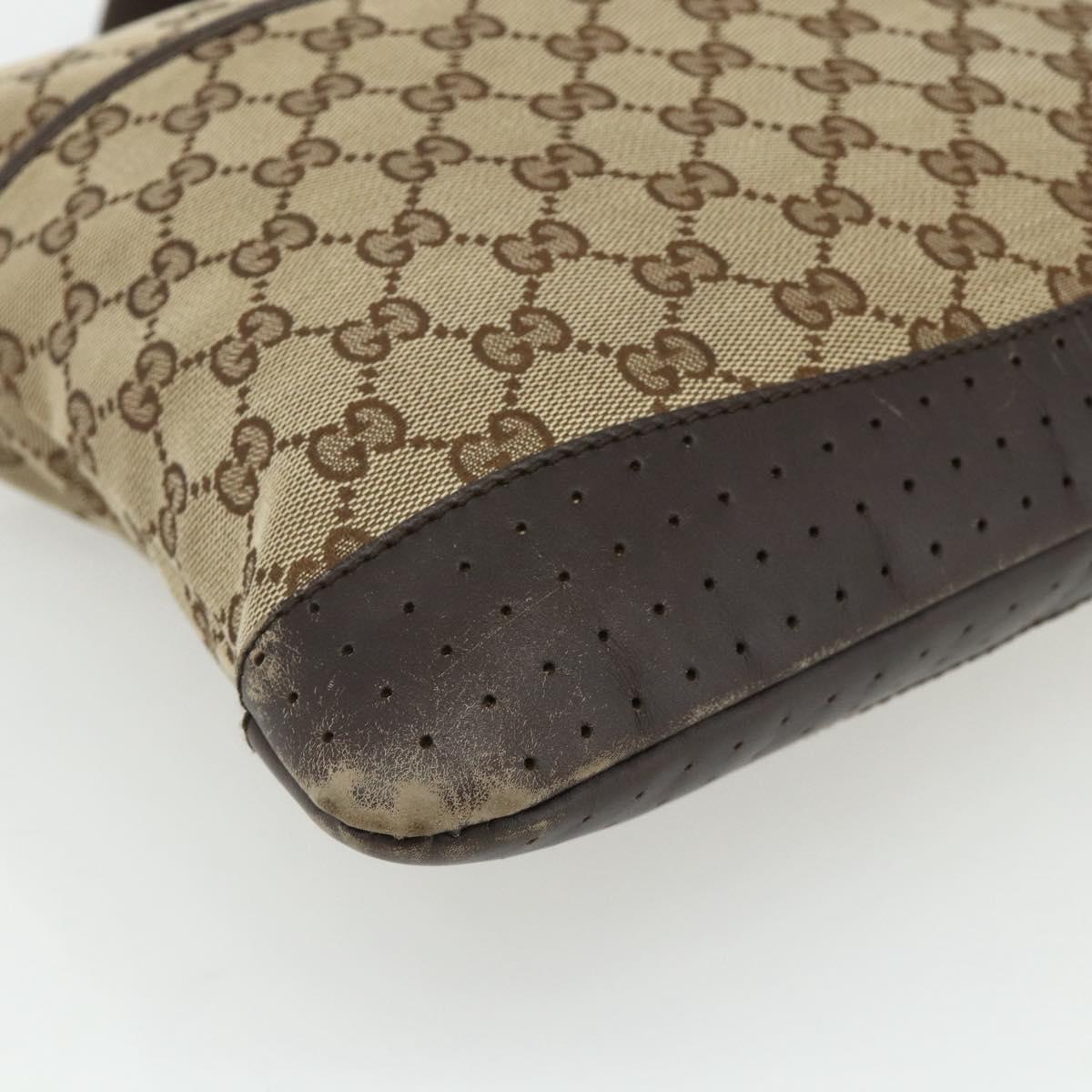 GUCCI GG Canvas Shoulder Bag Beige Silver 145857 Auth 177160