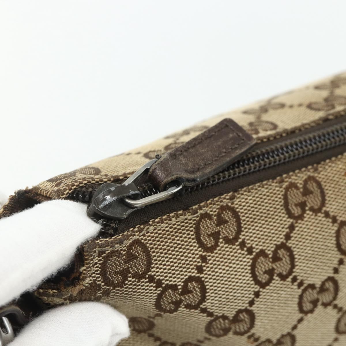 GUCCI GG Canvas Shoulder Bag Beige Silver 145857 Auth 177160