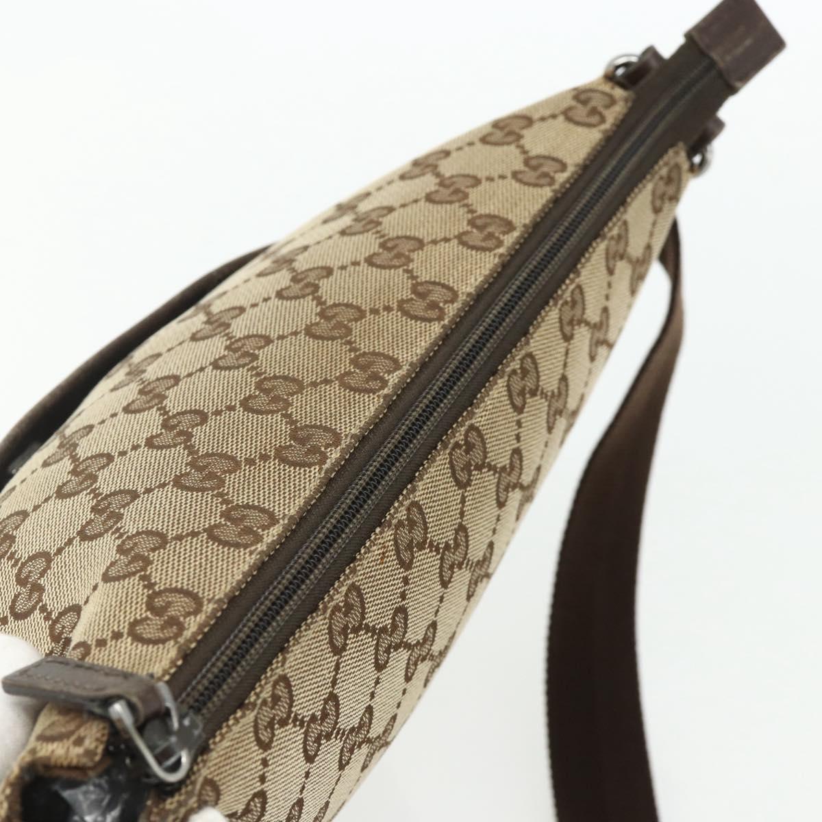 GUCCI GG Canvas Shoulder Bag Beige Silver 145857 Auth 177160