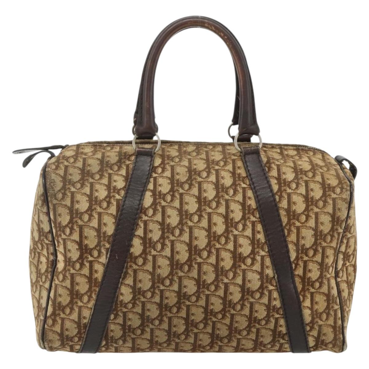 Christian Dior Trotter Canvas Boston Bag Beige Auth 177161