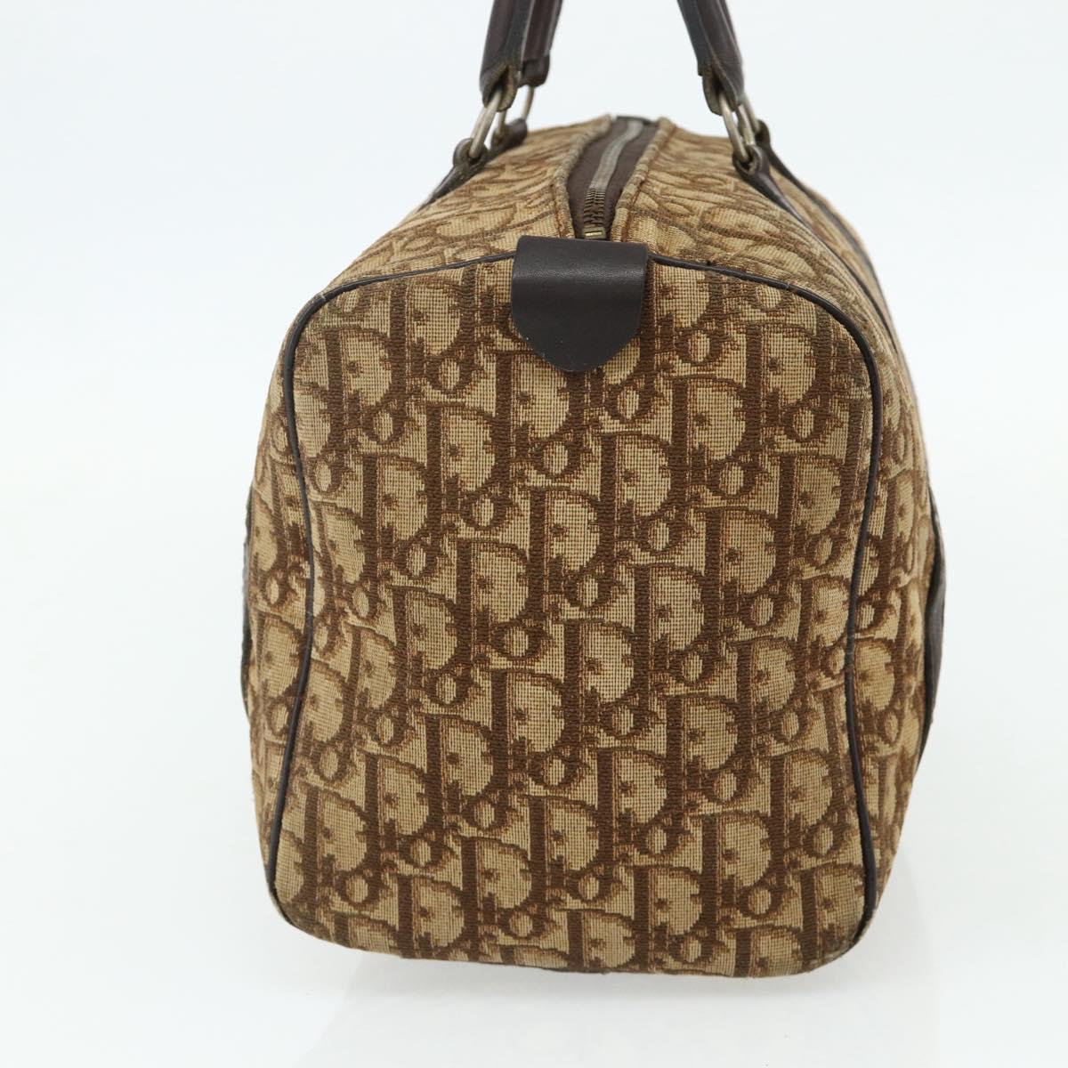 Christian Dior Trotter Canvas Boston Bag Beige Auth 177161