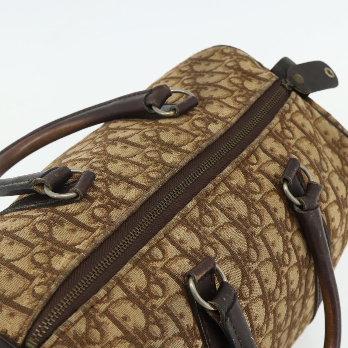 Christian Dior Trotter Canvas Boston Bag Beige Auth 177161