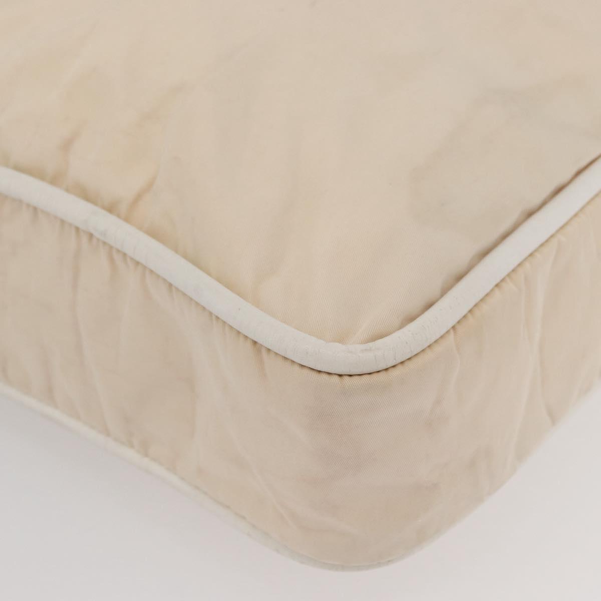 CELINE Tote Bag Nylon Ivory Gold Auth 177163
