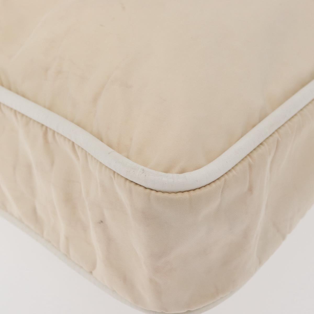 CELINE Tote Bag Nylon Ivory Gold Auth 177163