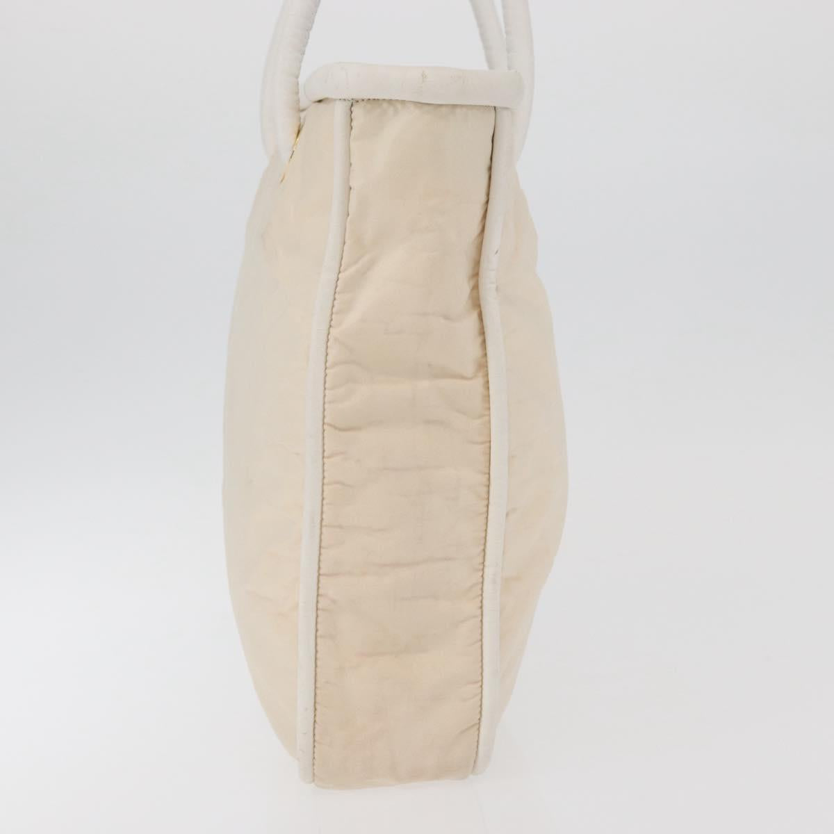 CELINE Tote Bag Nylon Ivory Gold Auth 177163