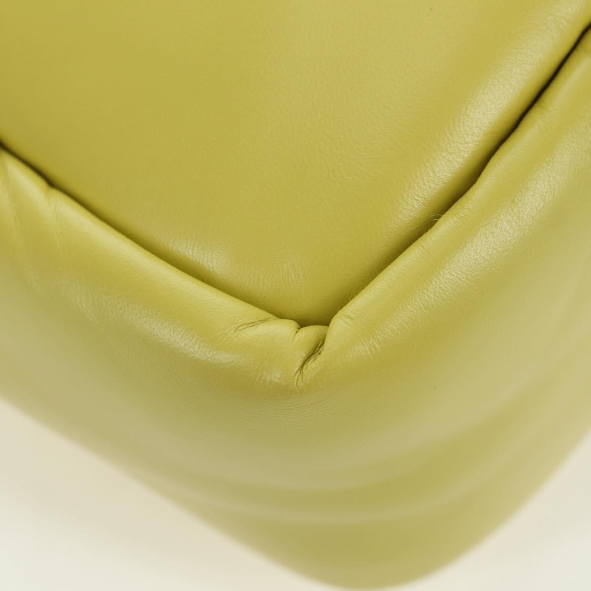 PRADA Hand Bag Leather 2way Yellow Silver Auth 177165SAM