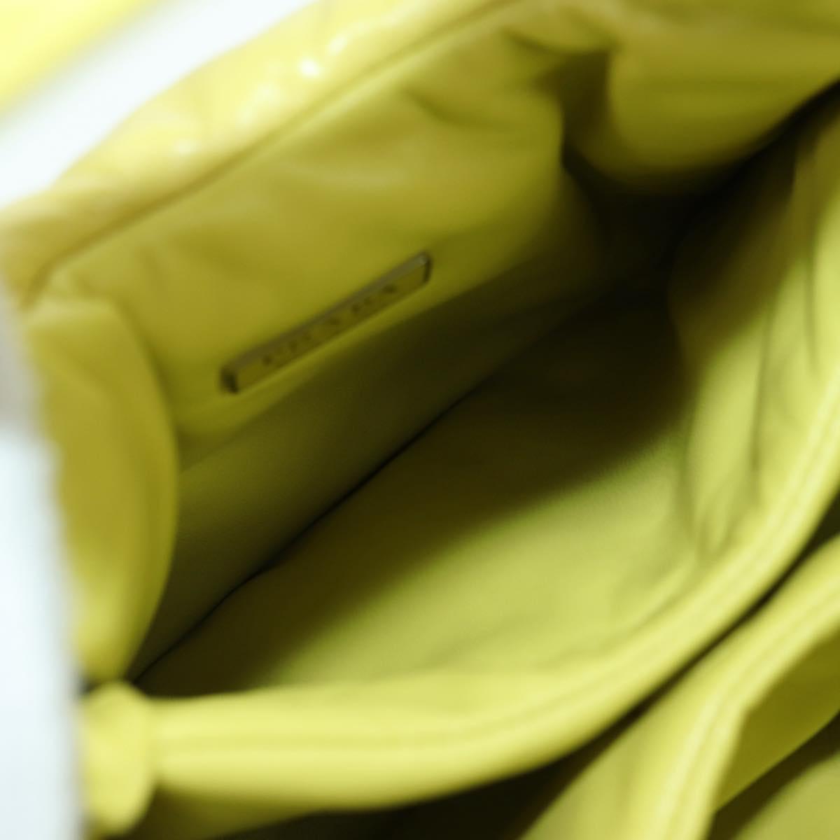 PRADA Hand Bag Leather 2way Yellow Silver Auth 177165SAM