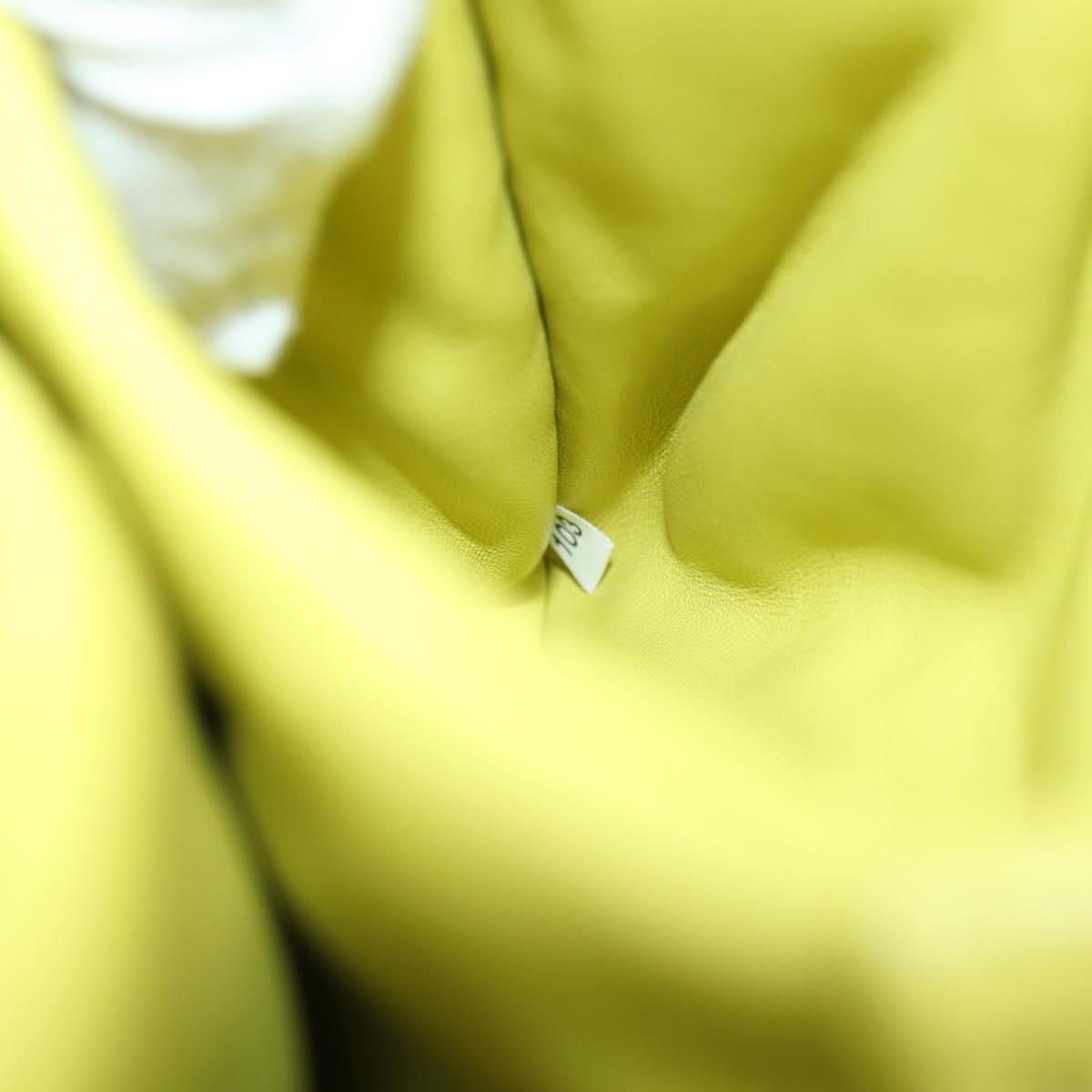 PRADA Hand Bag Leather 2way Yellow Silver Auth 177165SAM