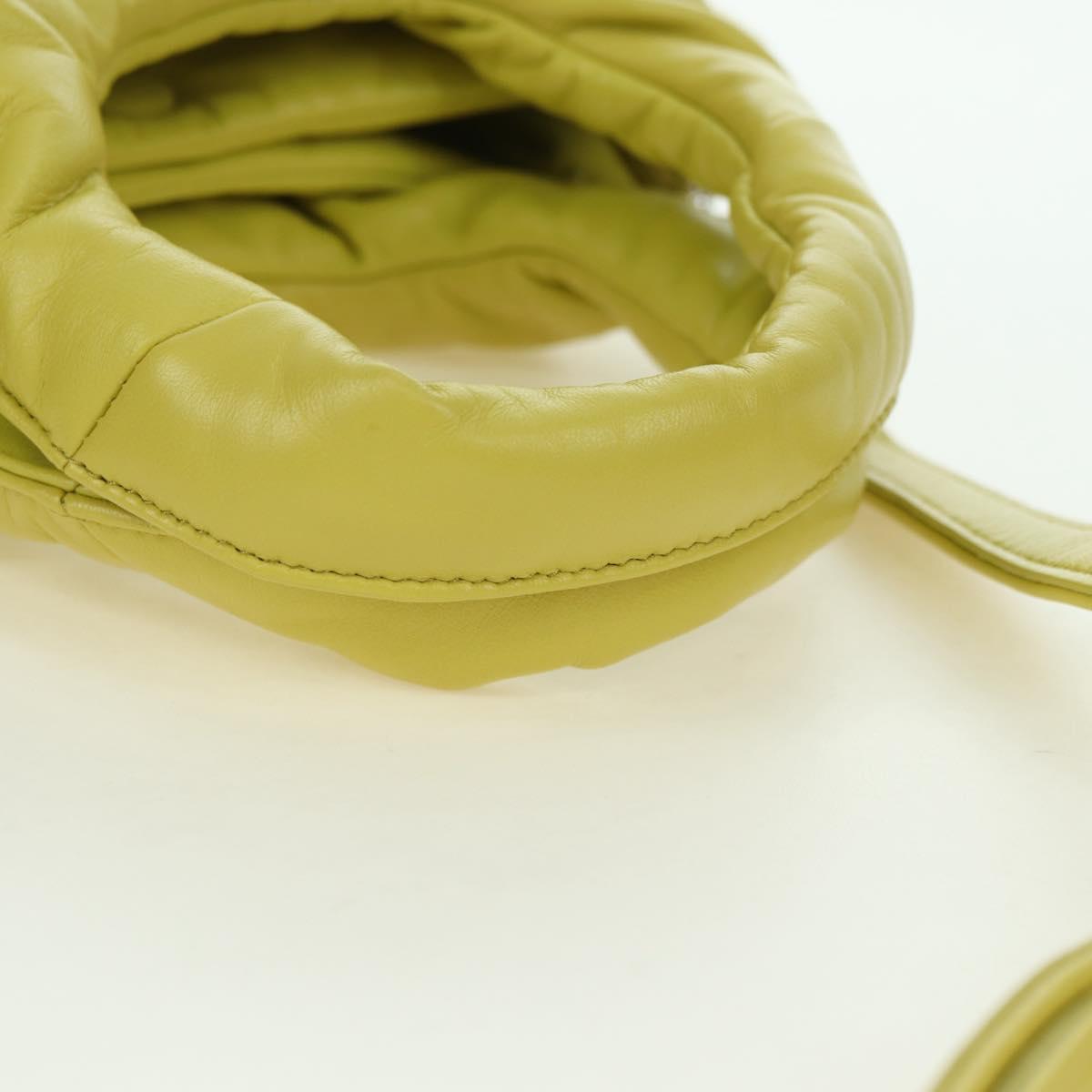 PRADA Hand Bag Leather 2way Yellow Silver Auth 177165SAM